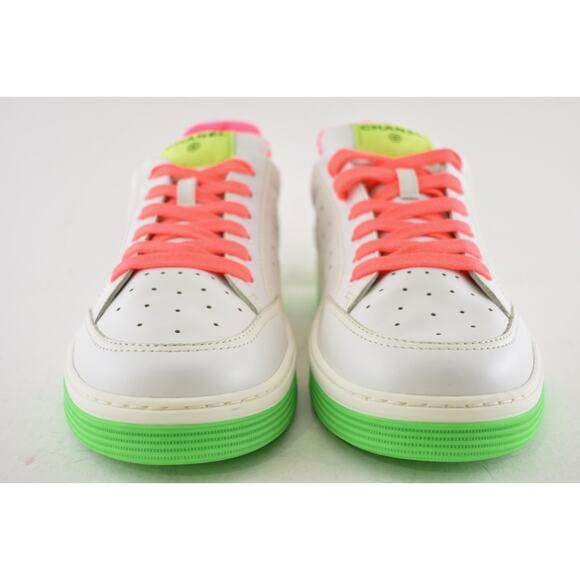 Chanel Mens 20P White Multicolor Neon CC Logo Flat Runner Trainer Sneaker 44 11 - Picture 6 of 12